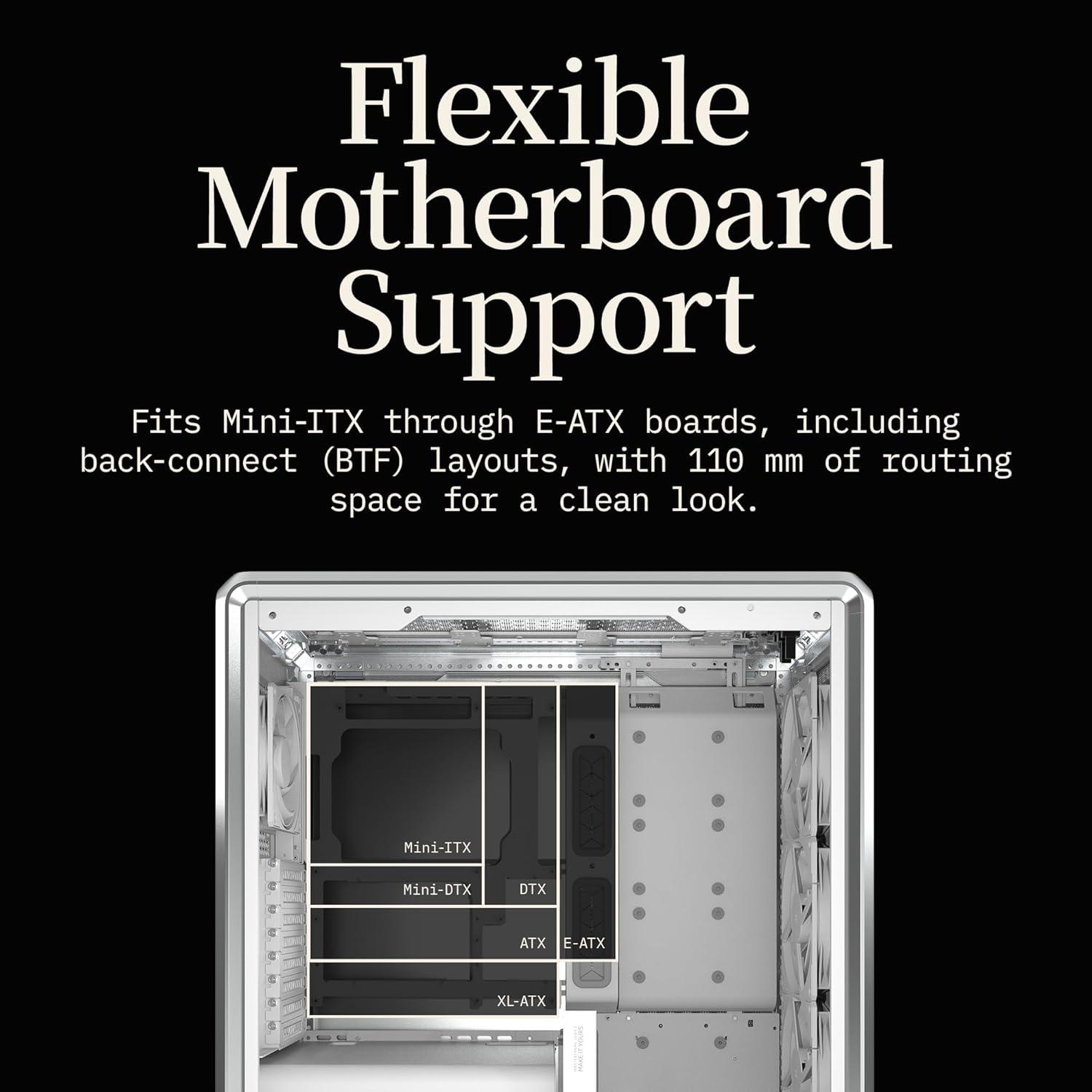 imageCooler Master MasterFrame 600 Freeform 20 Modular Platform ATX MidTower Case Aluminum Frame Magnetic Side Panels Customizable Internal 410mm GPU Max 420mm AIO Max Type C Tempered GlassMasterFrame 600 Silver