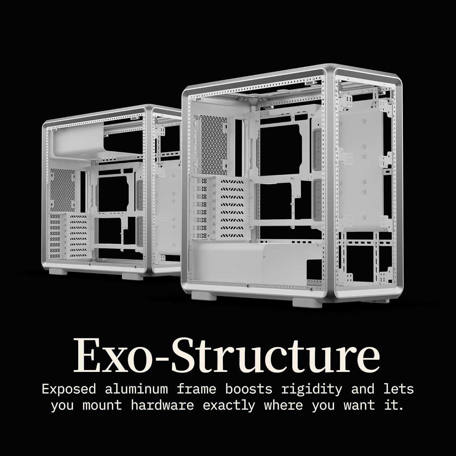 imageCooler Master MasterFrame 600 Freeform 20 Modular Platform ATX MidTower Case Aluminum Frame Magnetic Side Panels Customizable Internal 410mm GPU Max 420mm AIO Max Type C Tempered GlassMasterFrame 600 Silver