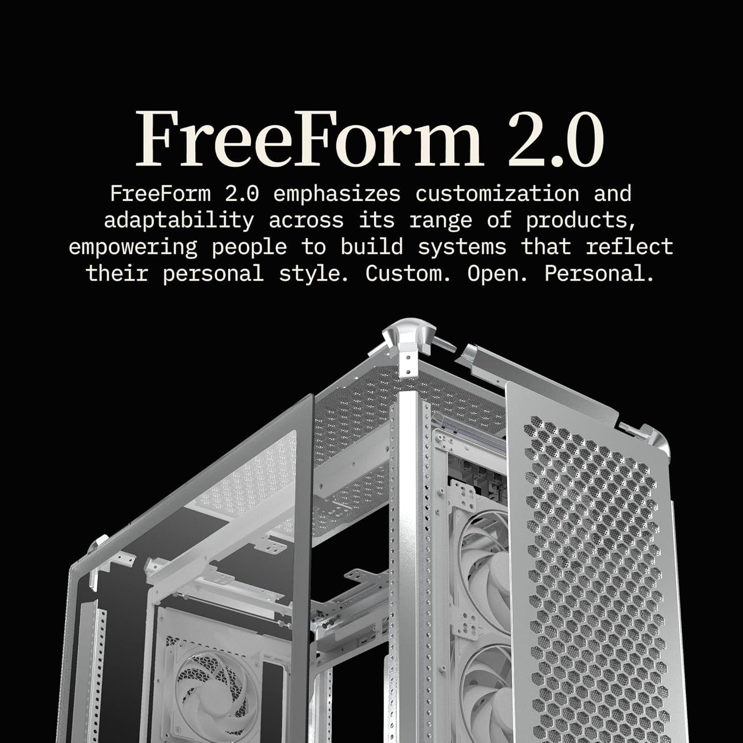imageCooler Master MasterFrame 600 Freeform 20 Modular Platform ATX MidTower Case Aluminum Frame Magnetic Side Panels Customizable Internal 410mm GPU Max 420mm AIO Max Type C Tempered GlassMasterFrame 600 Silver
