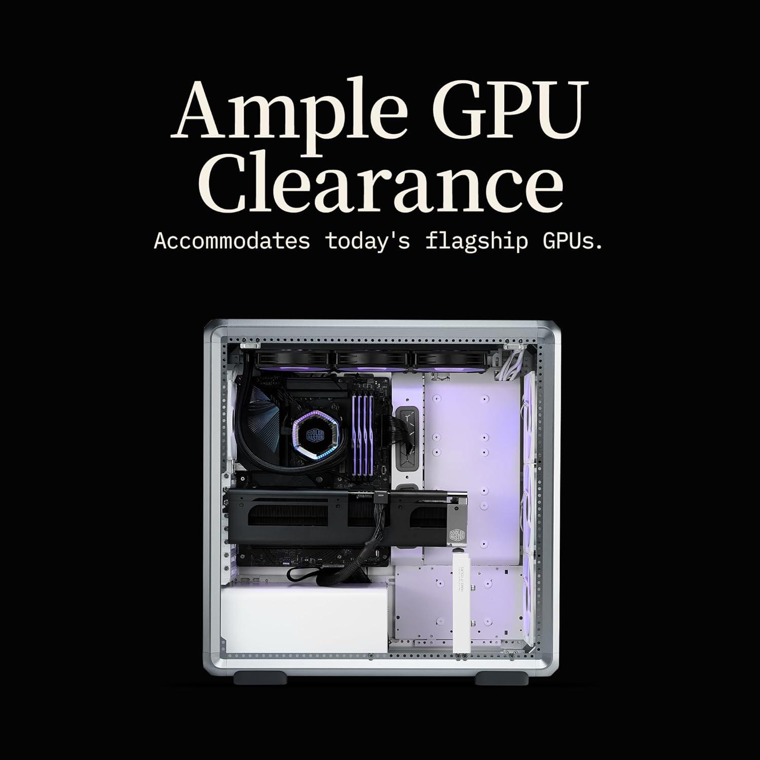 imageCooler Master MasterFrame 600 Freeform 20 Modular Platform ATX MidTower Case Aluminum Frame Magnetic Side Panels Customizable Internal 410mm GPU Max 420mm AIO Max Type C Tempered GlassMasterFrame 600 Silver