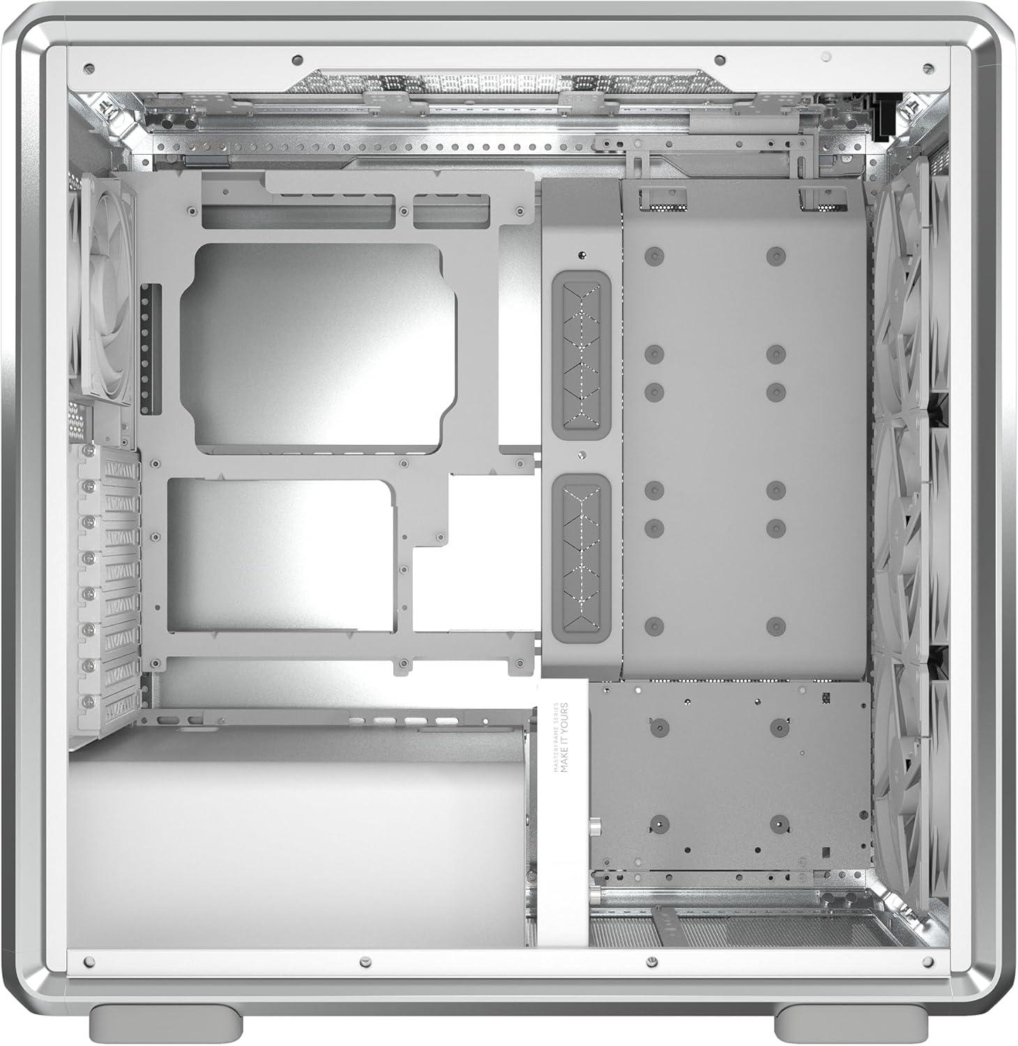 imageCooler Master MasterFrame 600 Freeform 20 Modular Platform ATX MidTower Case Aluminum Frame Magnetic Side Panels Customizable Internal 410mm GPU Max 420mm AIO Max Type C Tempered GlassMasterFrame 600 Silver