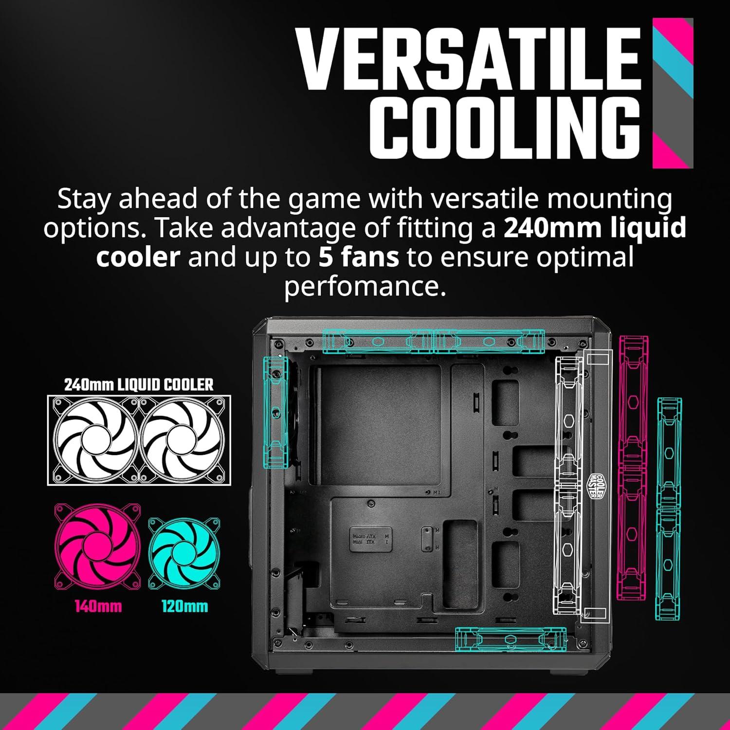 imageCooler Master Q300L V2 MicroATX Tower Magnetic Patterned Dust Filter USB 32 Gen 2x2 20GB Tempered Glass CPU Coolers Max 159mm GPU Max 360mm Fully Ventilated Airflow Q300LV2KGNNS00Q300L V2 Black