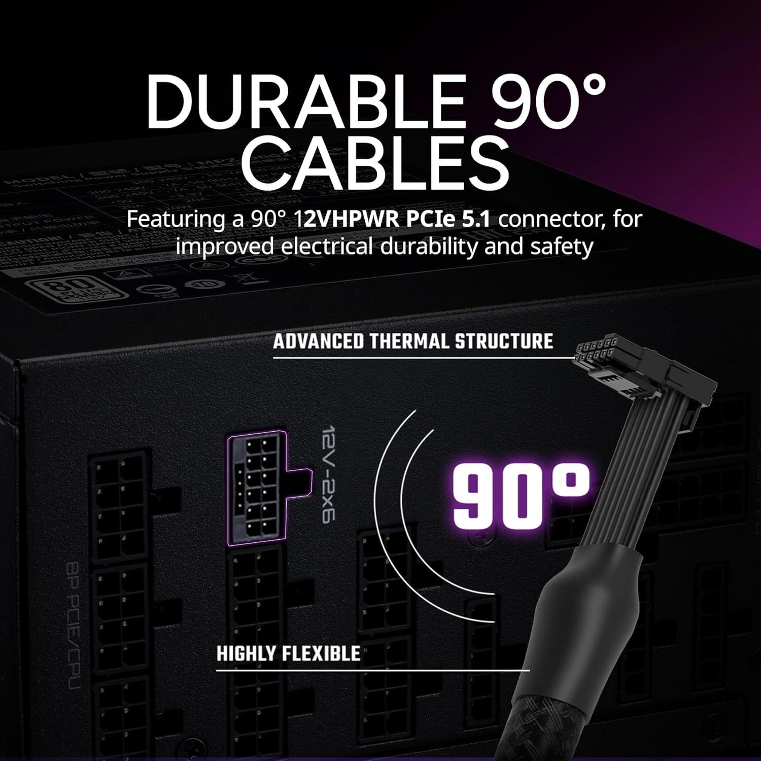 imageCooler Master V Platinum 1100 V2 ATX 31 Full Modular PSU 1100W 80 Platinum 90 12VHPWR600W PCIe 51 Purple AnodicCoated Heat Sink Mobius Fan GPU Support RTX 5090 RX 9070 XT 12 Year