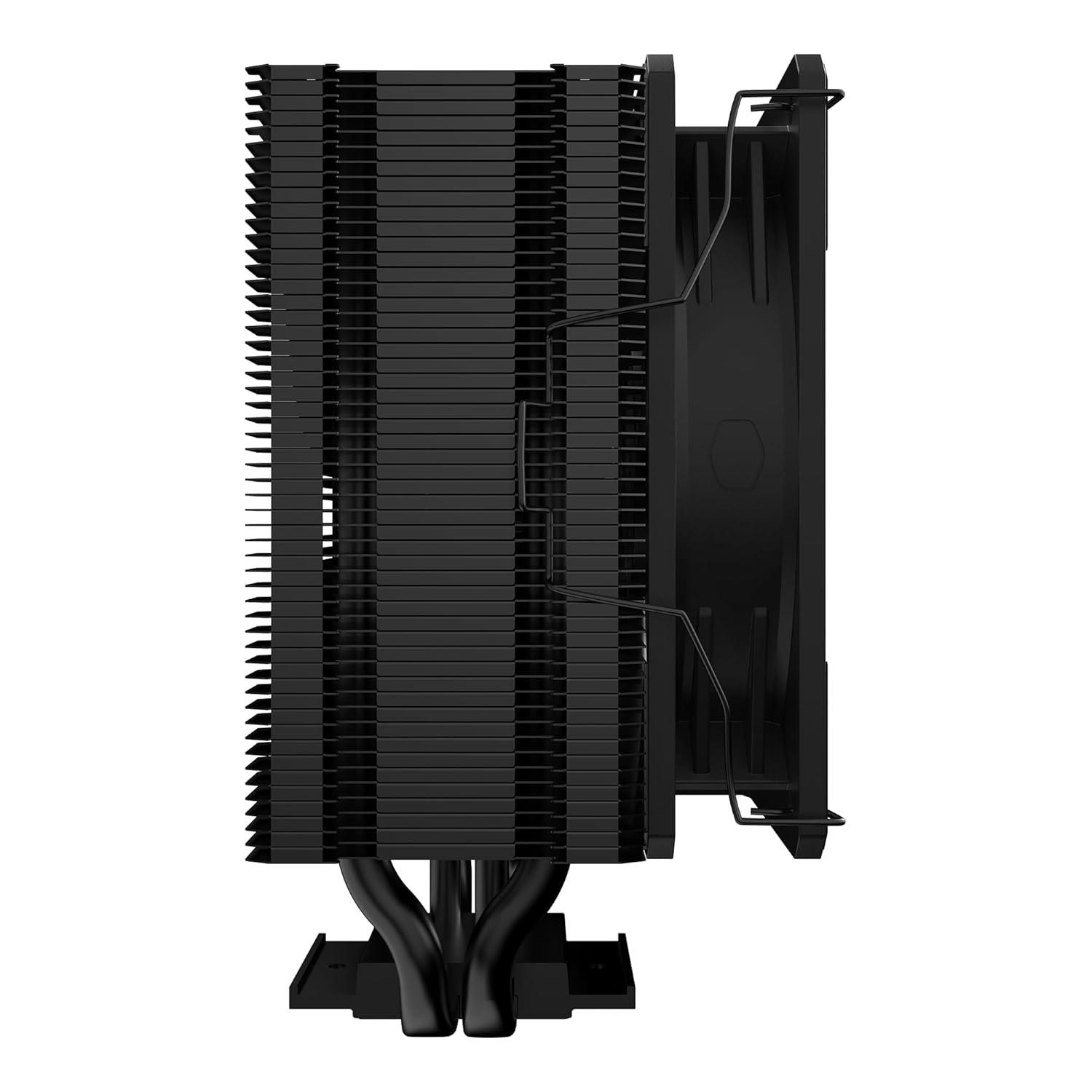 imageCooler Master V4 Alpha 3DHP Black CPU Cooler Alpha 3DHP Heat Pipe Technology Dual Mobius 120 PWM Fans Quiet Operation Easy Install AMD Ryzen 9 AM54 Intel Ultra 9 LGA 18511700212 3DHP ARGB