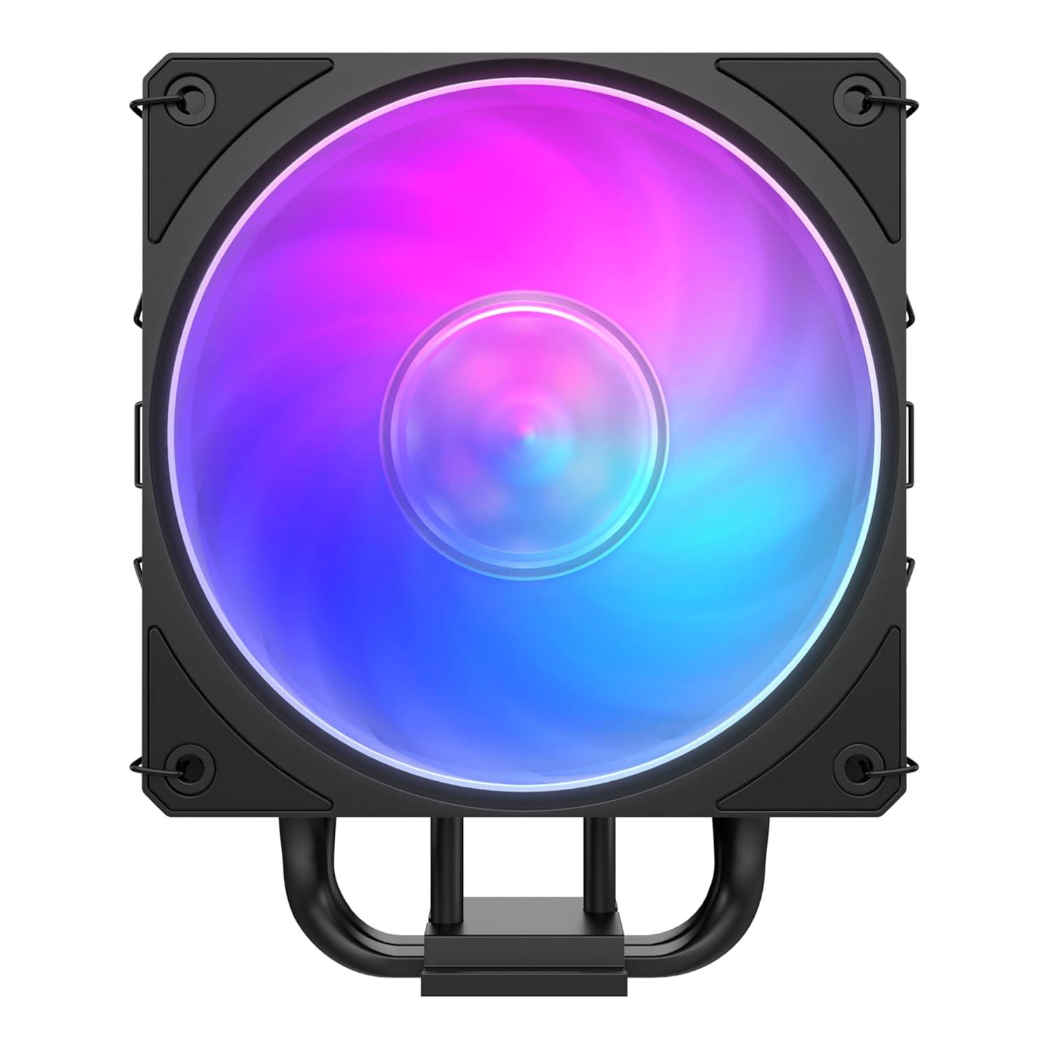 imageCooler Master V4 Alpha 3DHP Black CPU Cooler Alpha 3DHP Heat Pipe Technology Dual Mobius 120 PWM Fans Quiet Operation Easy Install AMD Ryzen 9 AM54 Intel Ultra 9 LGA 18511700212 3DHP ARGB