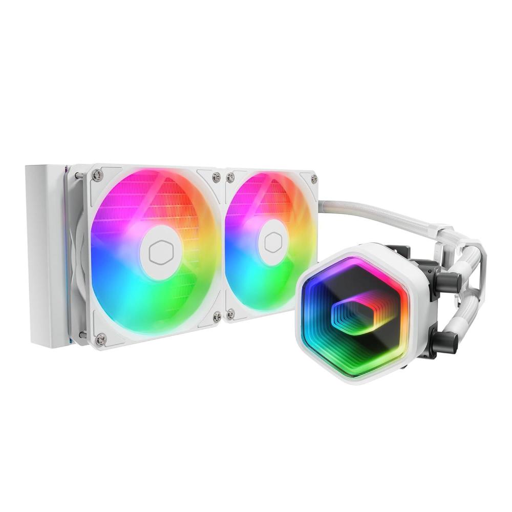 imageCooler Master 240 Core II CPU Liquid Cooler Dual Chamber Pump Customizable aRGB Lighting MaintenanceFree Quiet Operation Easy Install AMD Ryzen 7 AM54 Intel Ultra 7 LGA 18511700240 Core II White
