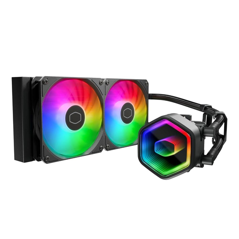 imageCooler Master 240 Core II CPU Liquid Cooler Dual Chamber Pump Customizable aRGB Lighting MaintenanceFree Quiet Operation Easy Install AMD Ryzen 7 AM54 Intel Ultra 7 LGA 18511700240 Core II
