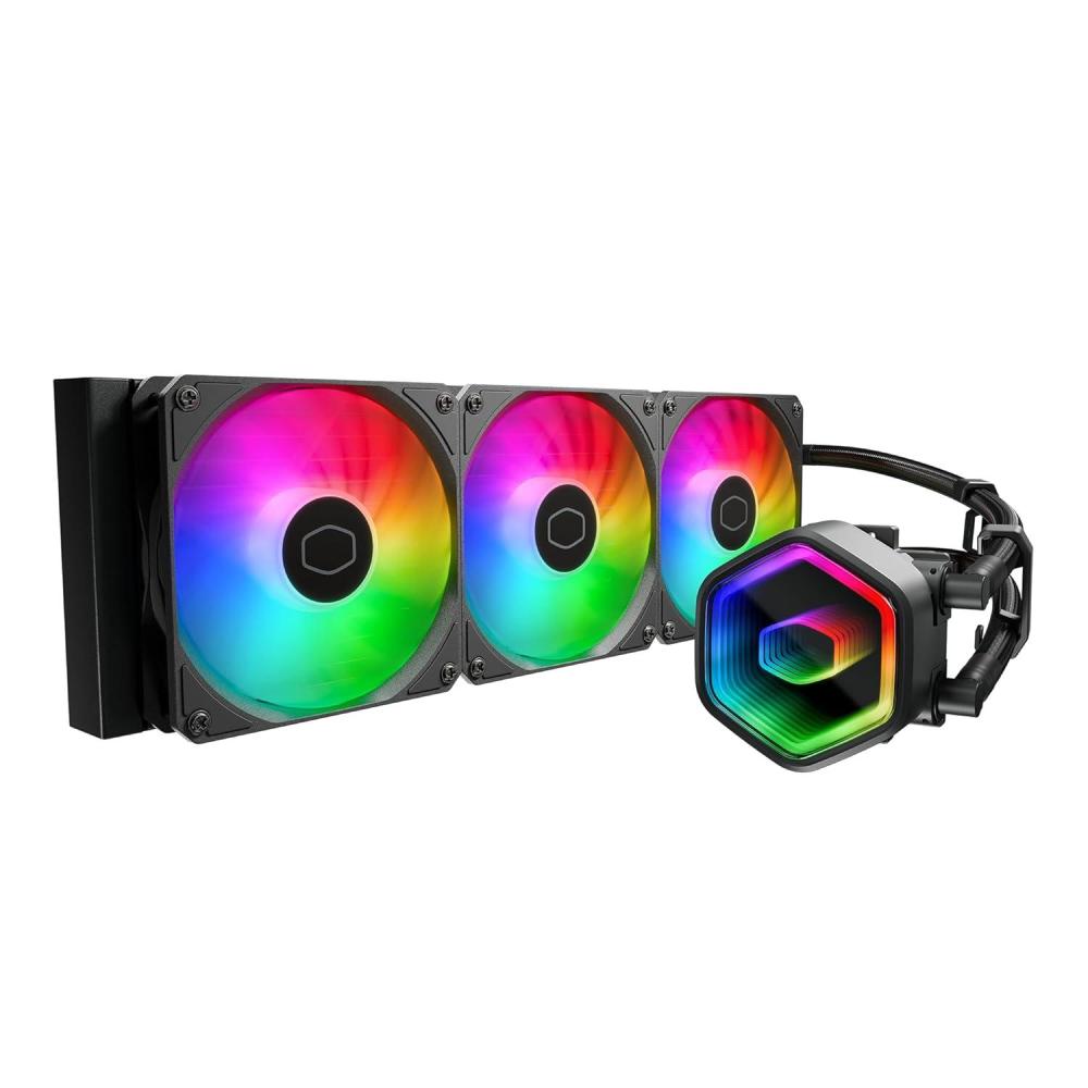 imageCooler Master 360 Core II White CPU Liquid Cooler Dual Chamber Pump Customizable aRGB Lighting MaintenanceFree Quiet Operation Easy Install AMD Ryzen 9 AM54 Intel Ultra 9 LGA 18511700360 Core II