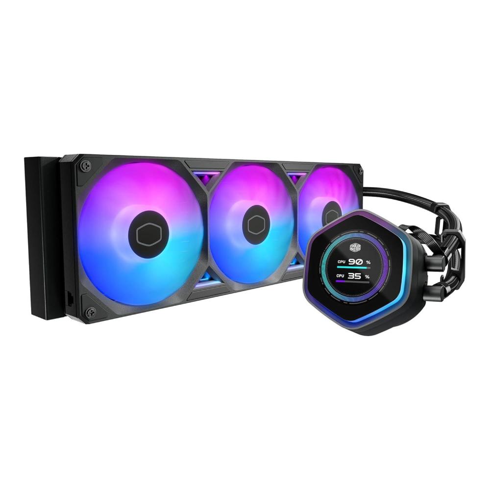 imageCooler Master Atmos II 360 Pixel LED Panel FreeForm 20 CPU Liquid Cooler Dual Chamber Pump Customizable aRGB Lighting Quiet Qperation Easy Install AMD Ryzen 9 AM54 Intel Ultra i9 LGA 18511700360 Atmos II LCD