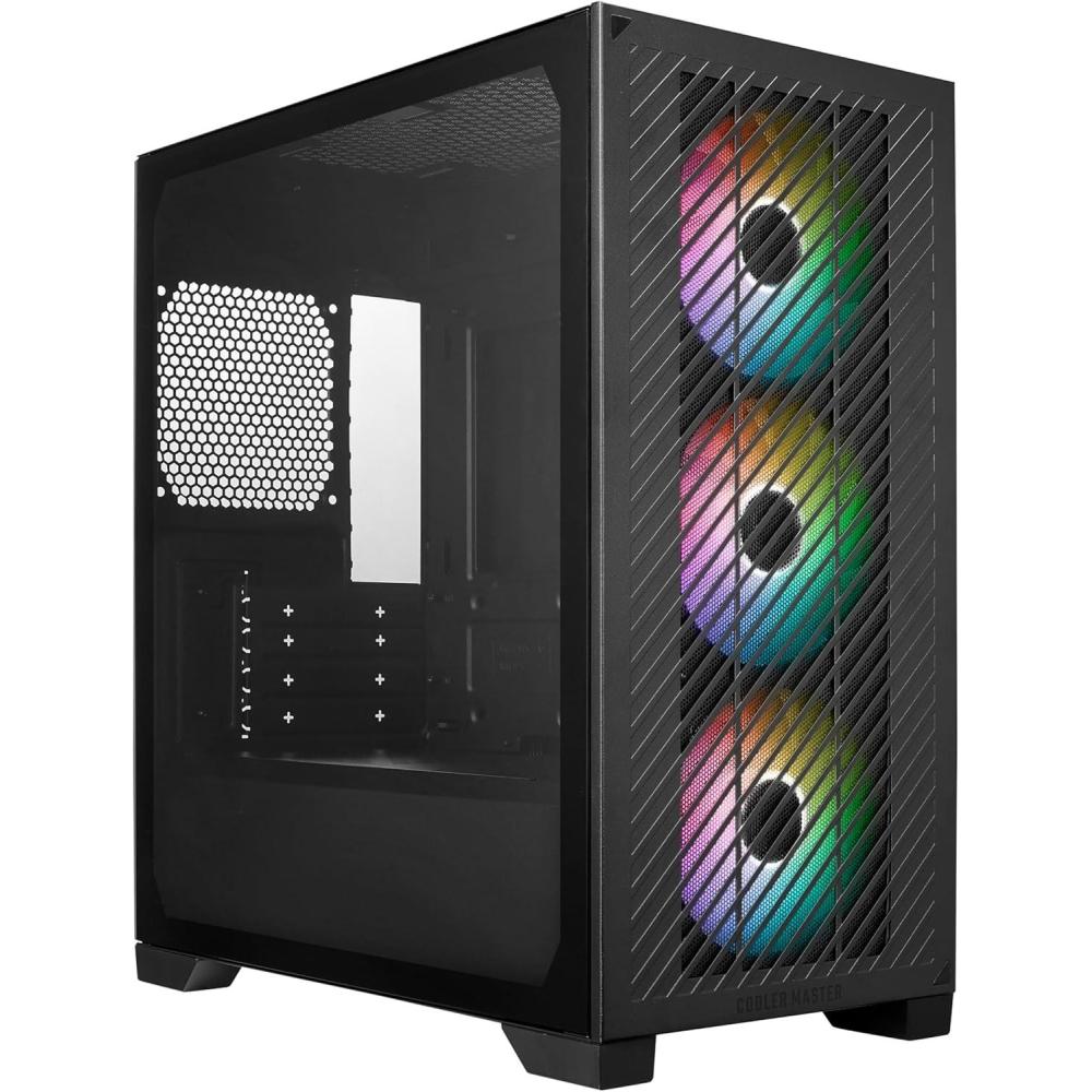 imageCooler Master Elite 301 MicroATX High Airflow Minimalist PC Case 365mm GPU Max Compatible RTX 5080RX 7090 XT 280mm AIO Max Type C Tempered Glass Triple 120mm aRGB PWM Fan Intakes GrillElite 301