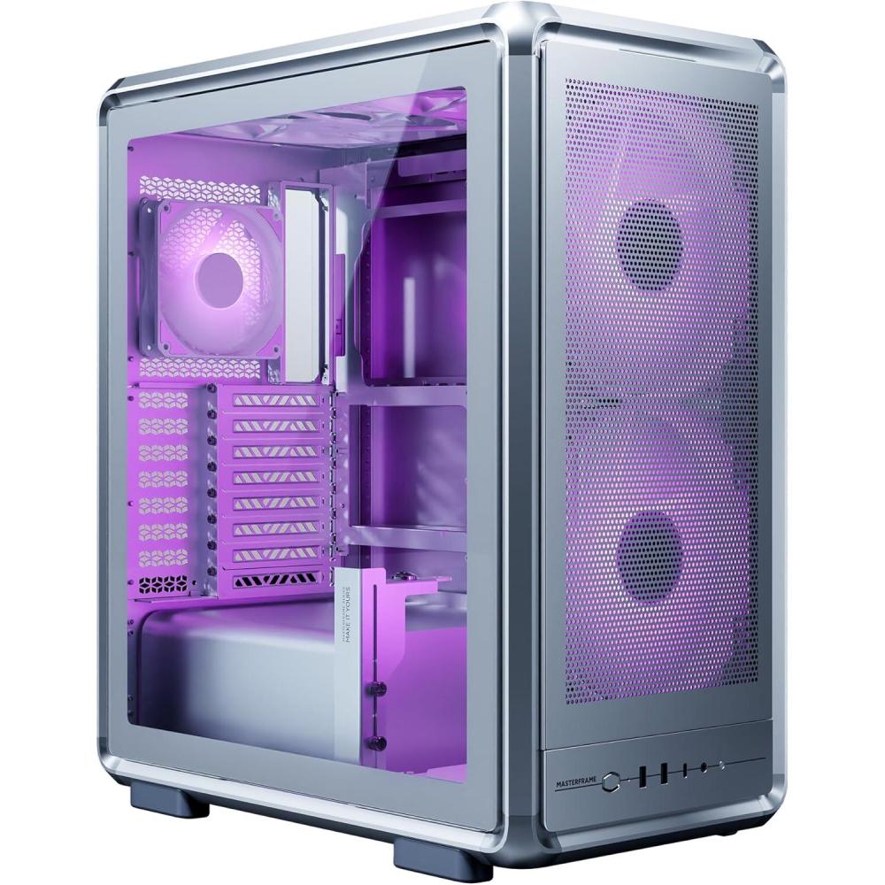 imageCooler Master MasterFrame 500 Mesh aRGB Silver Freeform 20 Modular Platform OpenAir ATX MidTower Case Aluminum FrameDual 200mm aRGB Fans 390mm GPU Max 360mm AIO Max Type C Tempered GlassMF 500 aRGB Silver