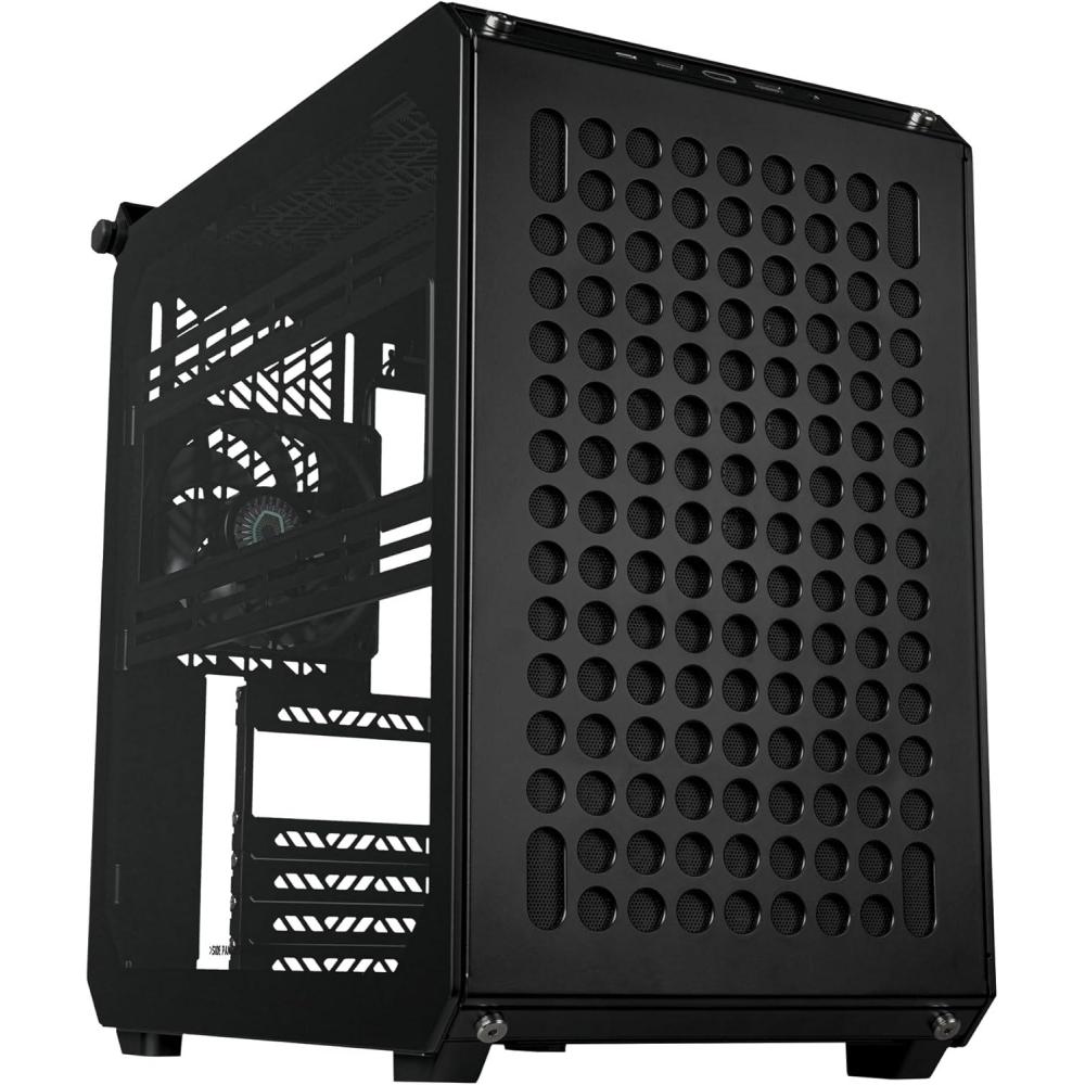 imageCooler Master QUBE 500 Flatpack High Airflow Gaming ATX PC MidTower Customizable Tempered Glass Vertical GPU Mount 365mm GPU Clearances USBC Carrying Handle Gem MiniQUBE 500 Flatpack Black