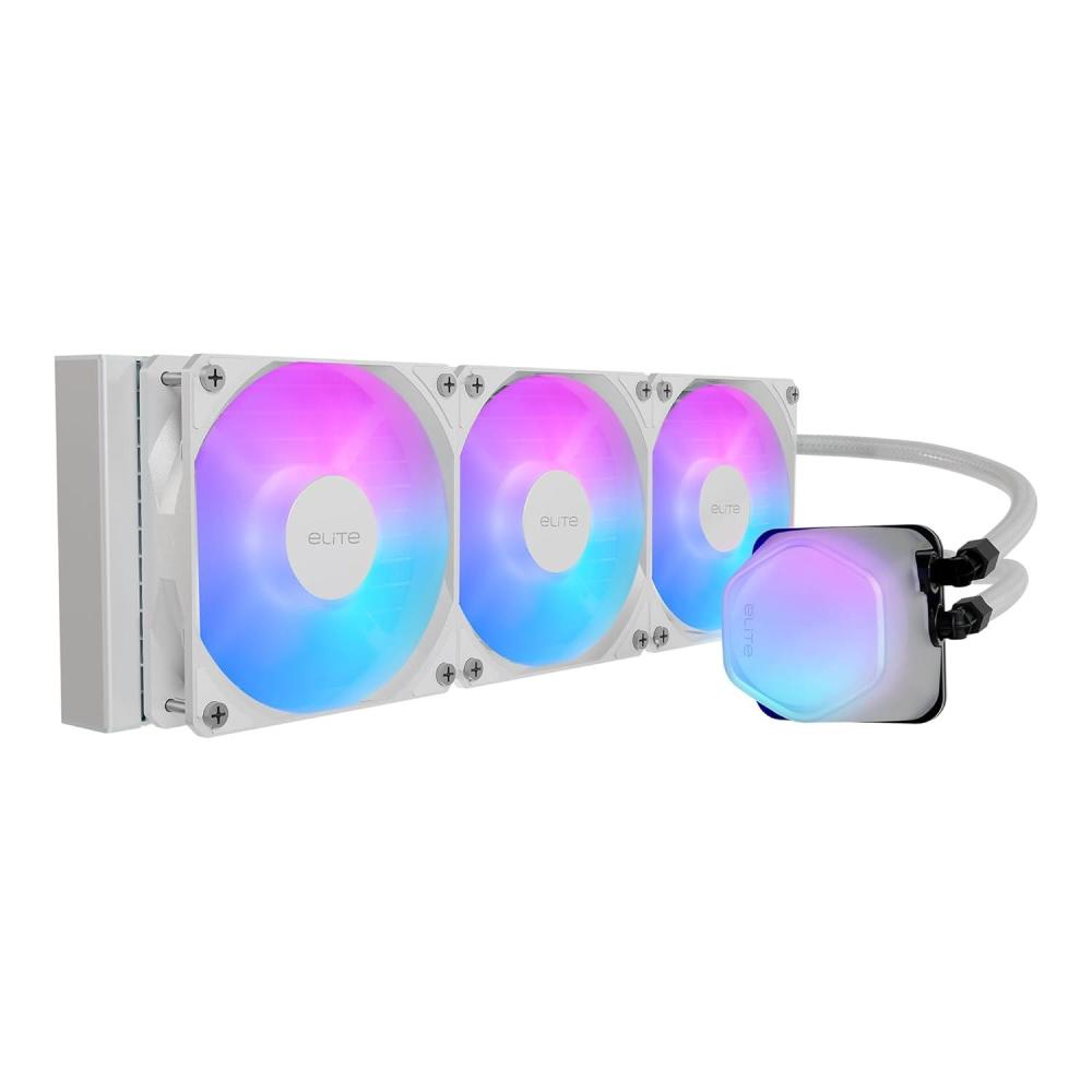 imageDesign by Cooler Master 360 Elite Liquid White AIO CPU Liquid Cooler R9Ultra 7 Ceramic Bearing Pump Translucent aRGB Cover 360 Radiator PWM Fans AMD Ryzen AM54 Intel LGA 18511700 Platform360 Elite Liquid White