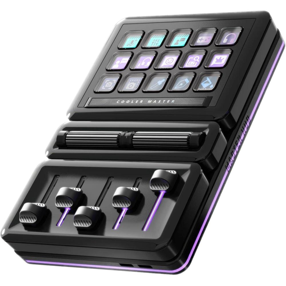 imageMasterHUB 3xKnob Module Freeform 20 Modular Platform Precision Control with Customizable Knobs and RGB LEDs for Effortless FineTuning of Creative Apps and Lighting by Cooler MasterMasterHUB Creator Kit