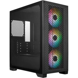 Cooler Master Elite 301 Micro-ATX High Airflow Minimalist PC Case, 365mm GPU Max, Compatible RTX 5080|RX 7090 XT, 280mm AIO Max, Type C, Tempered Glass, Triple 120mm aRGB PWM Fan, Intakes Grill(Elite 301)