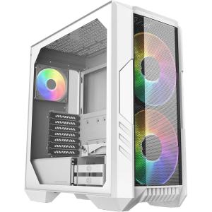 Cooler Master HAF 500 High Airflow ATX Mid-Tower, Mesh Front Panel, Dual 200mm Customizable ARG Lighting Fans, Rotatable GPU Fan, USB 3.2 Gen 2 Type C and Tempered Glass (H500-KGNN-S00)(HAF 500 White)