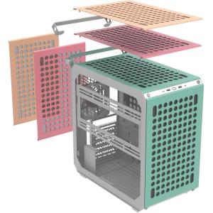 Cooler Master QUBE 500 Flatpack High Airflow Gaming ATX PC Mid-Tower, Customizable, Tempered Glass, Vertical GPU Mount, 365mm GPU Clearances, USB-C, Carrying Handle, Gem Mini(QUBE 500 Flatpack Macaron)