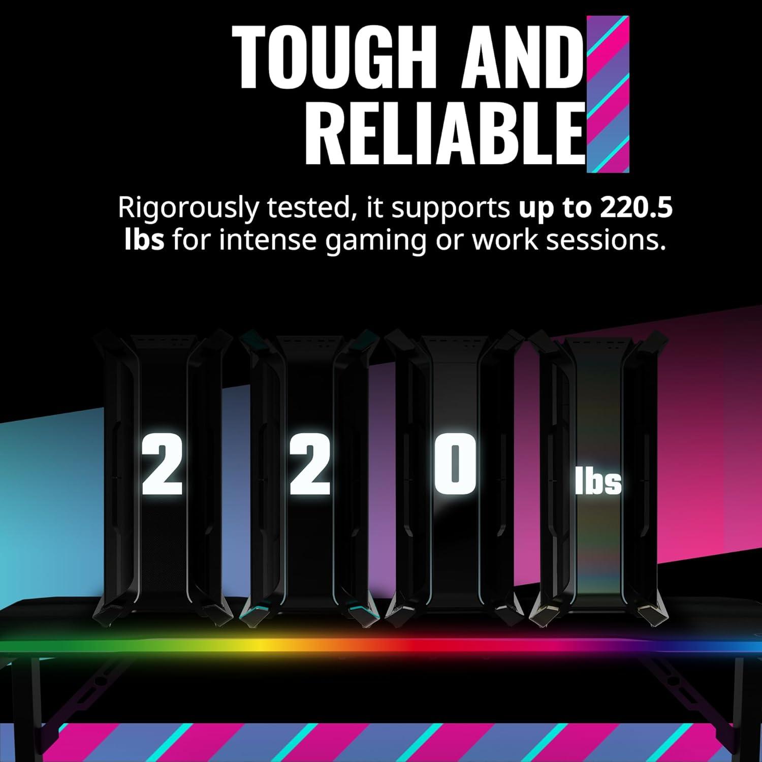 imageCooler Master GD120 V1 PC Gaming Desk Full Surface WaterRepellent Mousepad 220lbs Weight Support 3 Height Levels Cable Management Tray 472D x 236W WorkstationHome OfficeGD120 ARGB