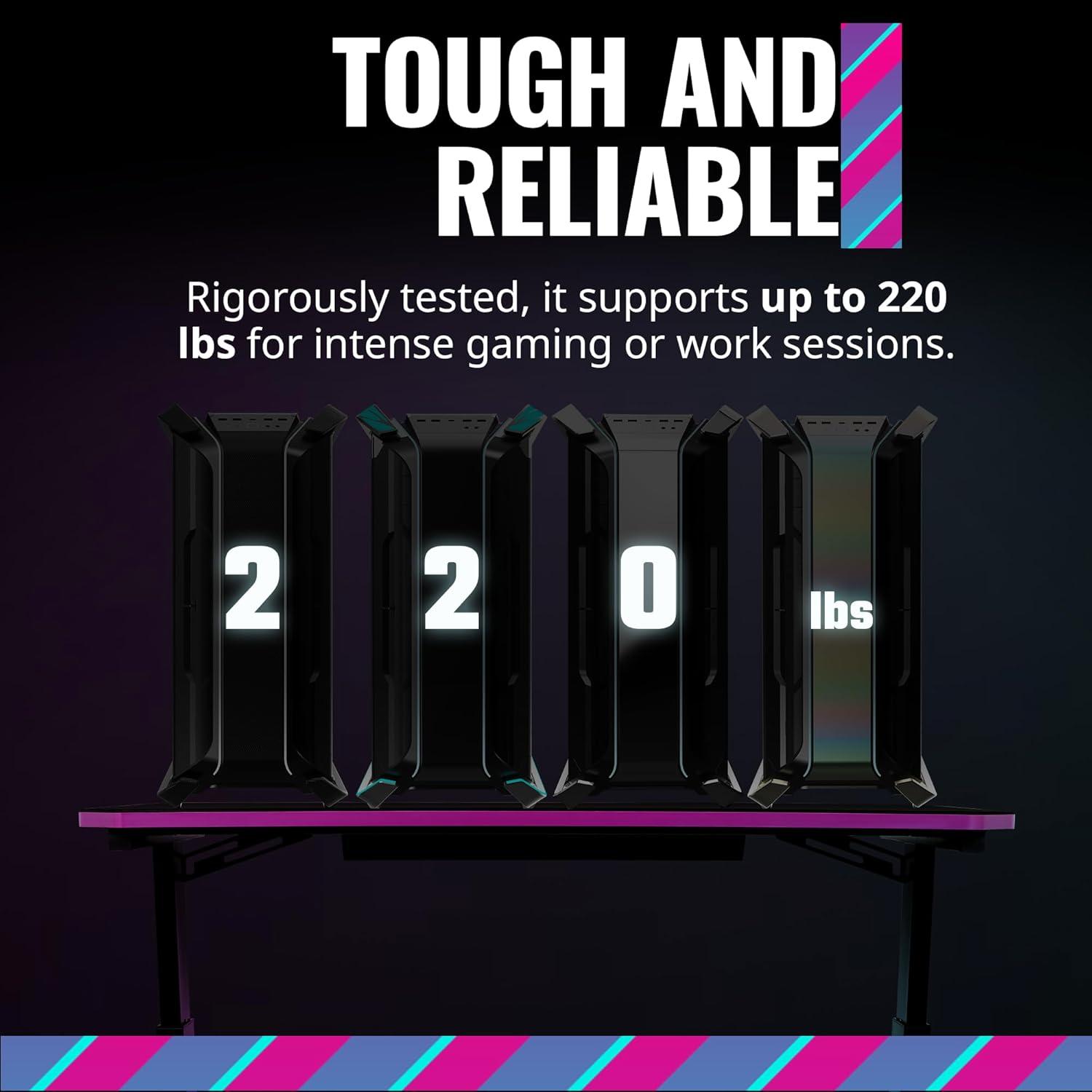 imageCooler Master GD120 V1 PC Gaming Desk Full Surface WaterRepellent Mousepad 220lbs Weight Support 3 Height Levels Cable Management Tray 472D x 236W WorkstationHome OfficeGD120