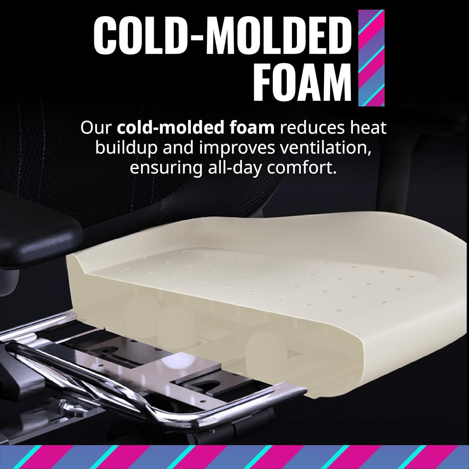 imageCooler Master Hybrid 1 Ergonomic Gaming Chair MuscleFlex Mesh ColdMolded Foam Steel Frame Aluminum Base 180 Reclining Adjustable Lumbar Support Gas Lift 360 Swivel for PC Game OfficeHybrid 1