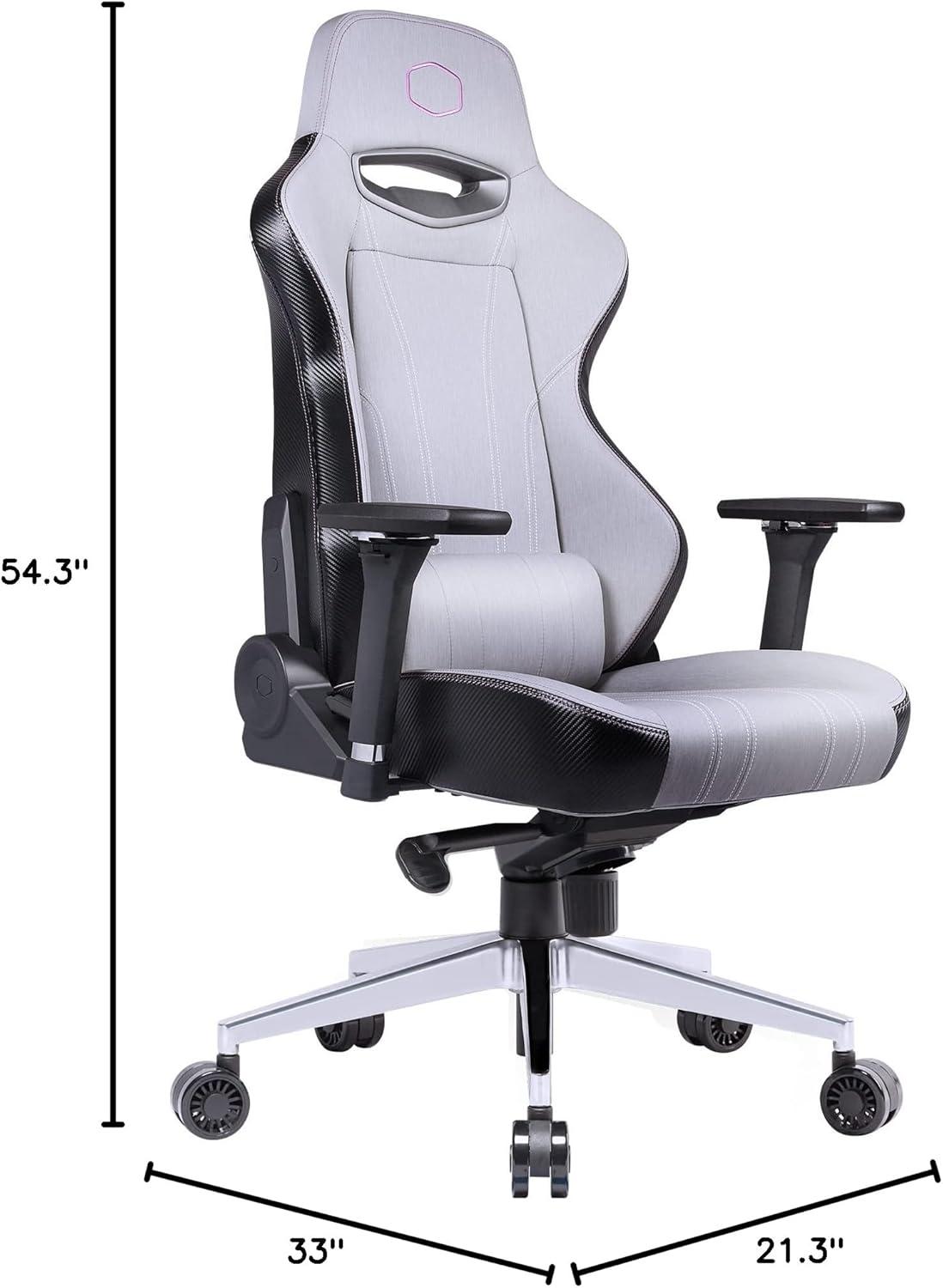 imageCooler Master Hybrid 1 Ergonomic Gaming Chair MuscleFlex Mesh ColdMolded Foam Steel Frame Aluminum Base 180 Reclining Adjustable Lumbar Support Gas Lift 360 Swivel for PC Game OfficeCaliber X1C Gray