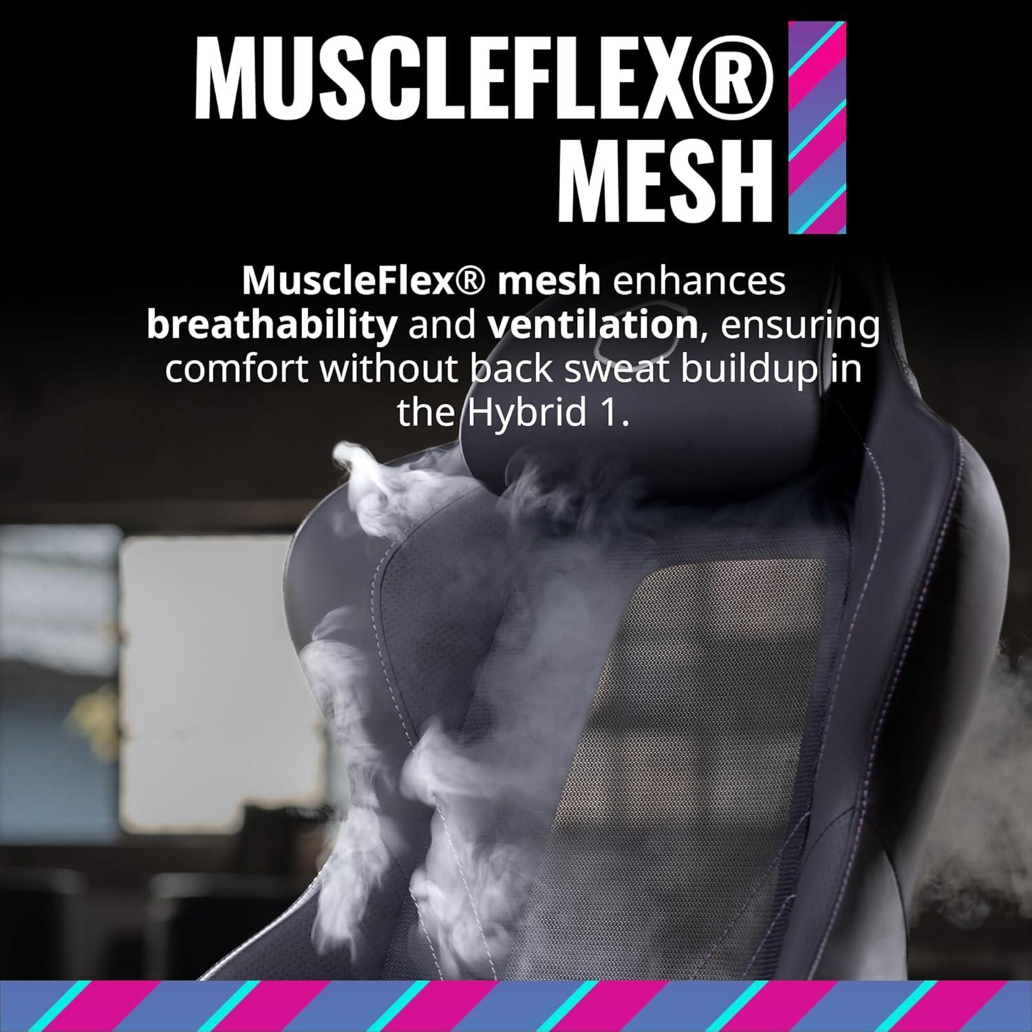 imageCooler Master Hybrid 1 Ergonomic Gaming Chair MuscleFlex Mesh ColdMolded Foam Steel Frame Aluminum Base 180 Reclining Adjustable Lumbar Support Gas Lift 360 Swivel for PC Game OfficeHybrid 1