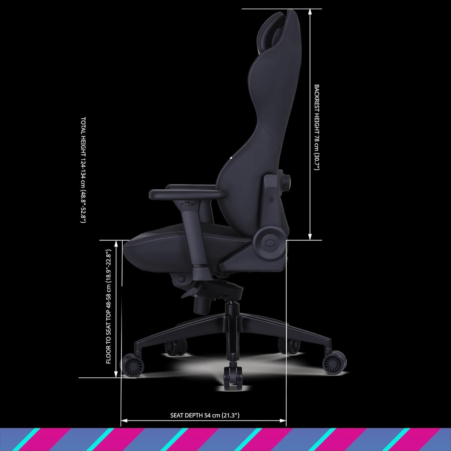 imageCooler Master Hybrid 1 Ergonomic Gaming Chair MuscleFlex Mesh ColdMolded Foam Steel Frame Aluminum Base 180 Reclining Adjustable Lumbar Support Gas Lift 360 Swivel for PC Game OfficeHybrid 1