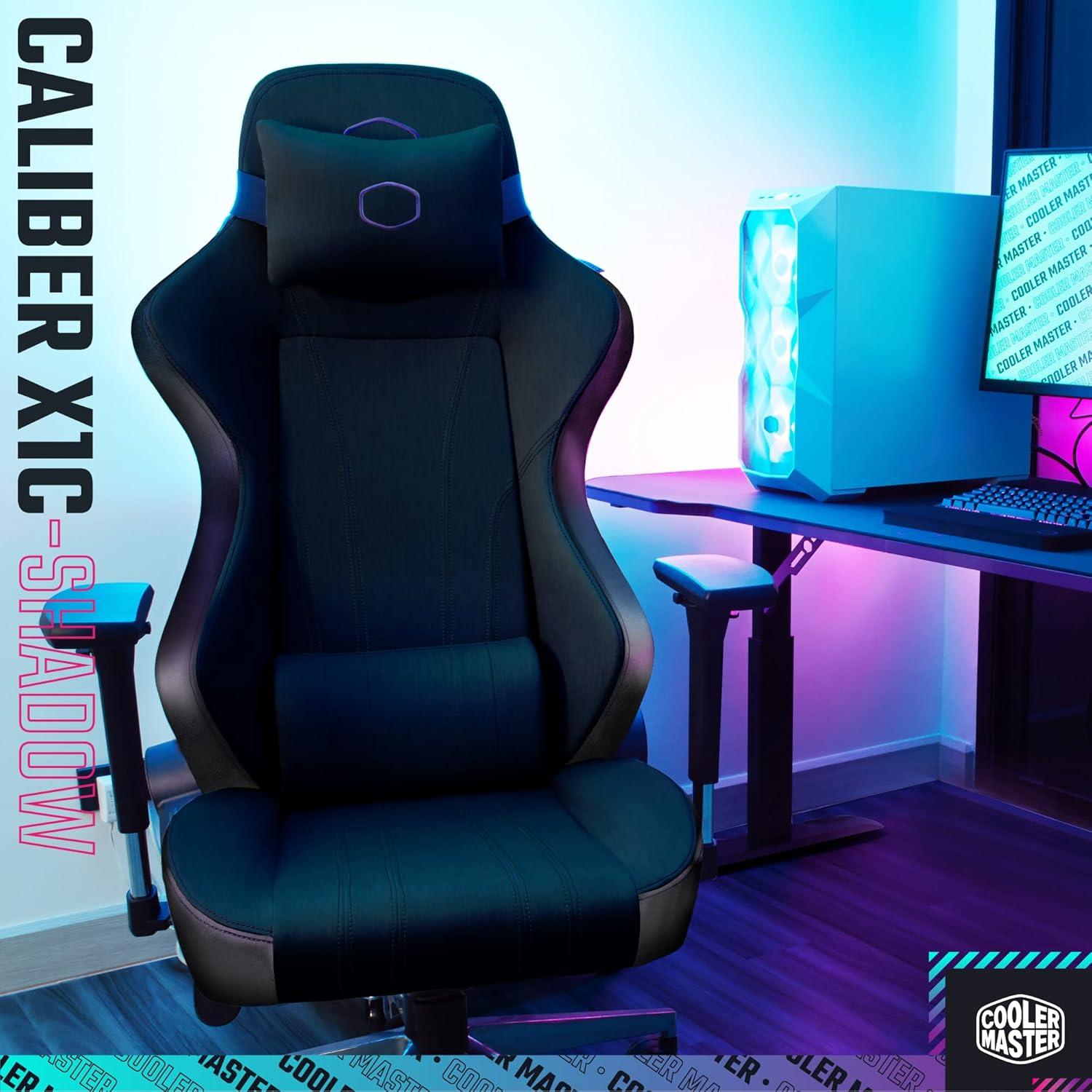imageCooler Master Hybrid 1 Ergonomic Gaming Chair MuscleFlex Mesh ColdMolded Foam Steel Frame Aluminum Base 180 Reclining Adjustable Lumbar Support Gas Lift 360 Swivel for PC Game OfficeCaliber X1C Black