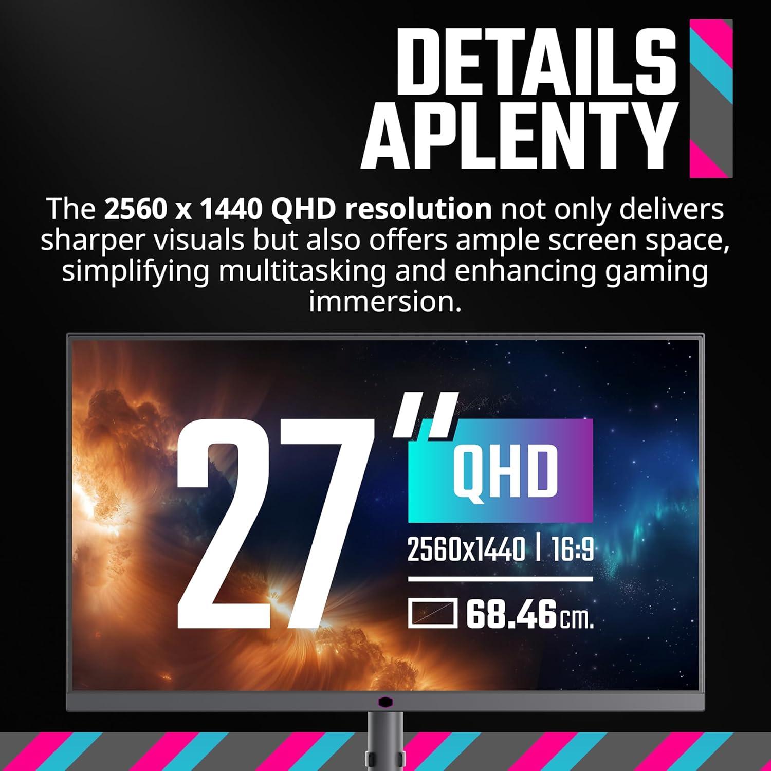 imageCooler Master Tempest GZ2711 27 OLED 2K 144Hz240Hz QHD 2560 x 1440 PC Monitor 003ms MPRT HDR10 DCR FreeSync Premium DP14 2 HDMI 21 2 USB B1 USB A2 USB C1Tempest GP2711 27 MiniLED