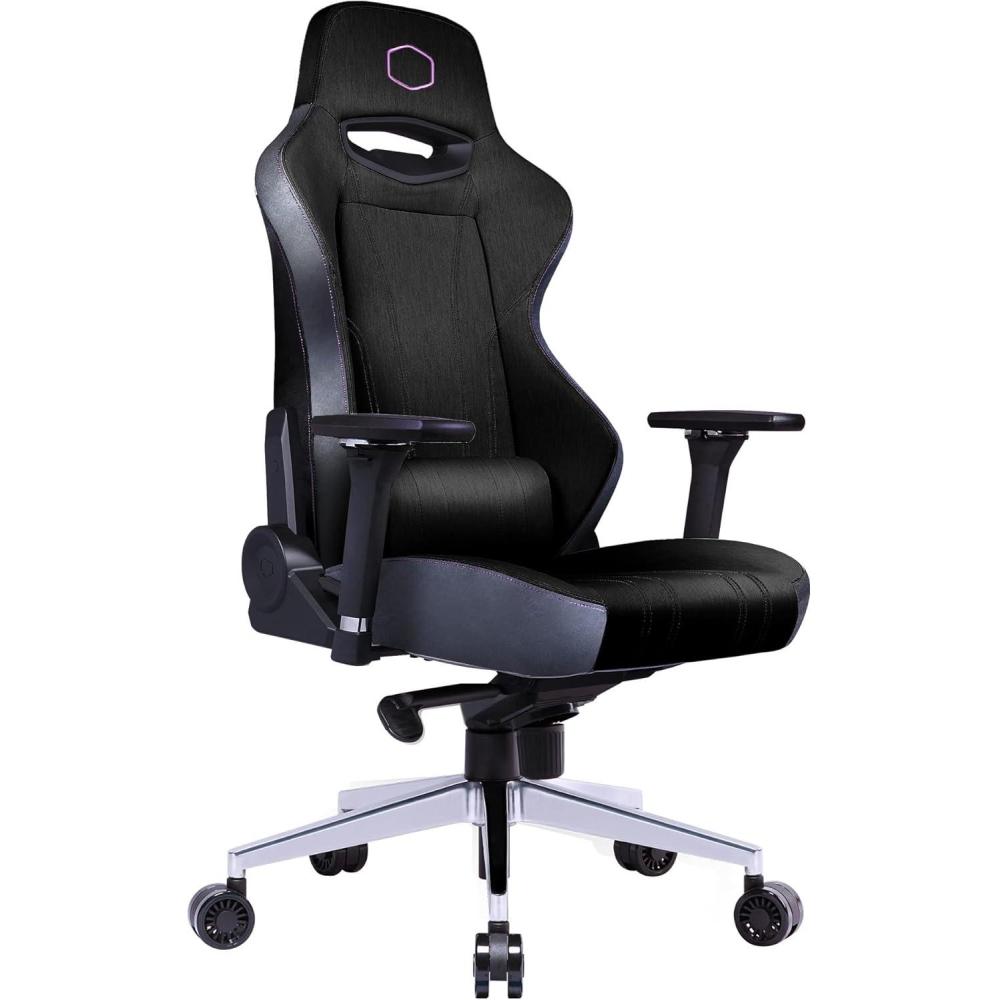 imageCooler Master Hybrid 1 Ergonomic Gaming Chair MuscleFlex Mesh ColdMolded Foam Steel Frame Aluminum Base 180 Reclining Adjustable Lumbar Support Gas Lift 360 Swivel for PC Game OfficeCaliber X1C Black