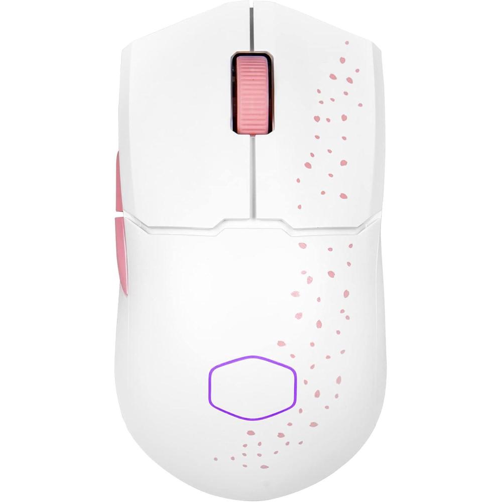 imageCooler Master MM712 Wireless Gaming Mouse Black with Adjustable 19000 DPI 24GHz and Bluetooth  Ultraweave Cable PTFE Feet RGB Lighting and MasterPlus SoftwareMM712 Sakura Wireless