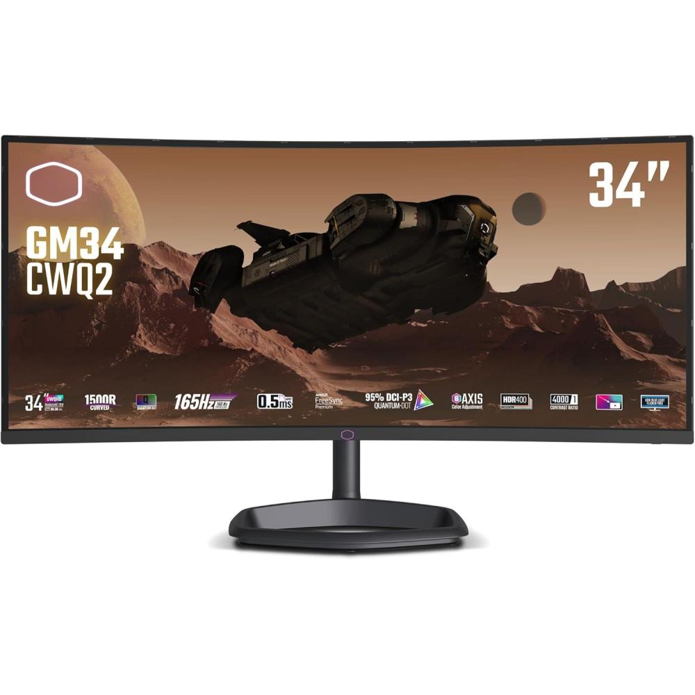 imageCooler Master Tempest GZ2711 27 OLED 2K 144Hz240Hz QHD 2560 x 1440 PC Monitor 003ms MPRT HDR10 DCR FreeSync Premium DP14  2 HDMI 21  2 USB B1 USB A2 USB C1GM34CWQ2 34