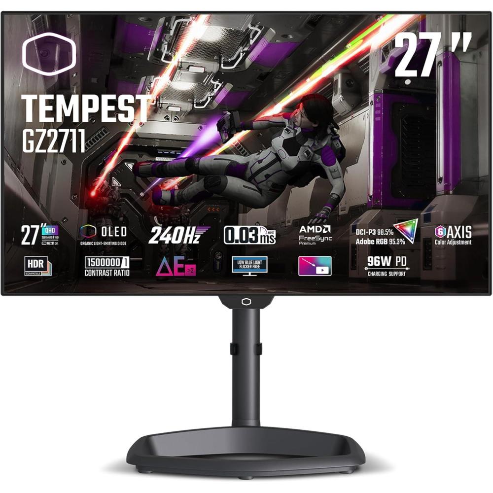 imageCooler Master Tempest GZ2711 27 OLED 2K 144Hz240Hz QHD 2560 x 1440 PC Monitor 003ms MPRT HDR10 DCR FreeSync Premium DP14 2 HDMI 21 2 USB B1 USB A2 USB C1Tempest GZ2711 27 OLED