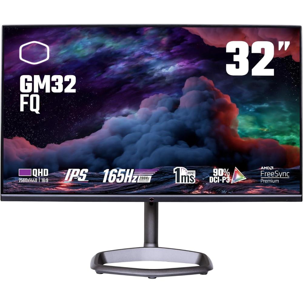 imageCooler Master Tempest GZ2711 27 OLED 2K 144Hz240Hz QHD 2560 x 1440 PC Monitor 003ms MPRT HDR10 DCR FreeSync Premium DP14  2 HDMI 21  2 USB B1 USB A2 USB C1GM32FQ 32 Curved