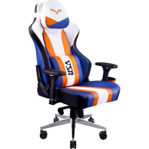 Cooler Master Caliber X2 Street Fighter 6 Luke Edition Ergonomic Gaming Chair, 360° Swivel, 180 Reclining, Lumbar Support, High Density Foam Cushions, Adjustable Gas Lift for PC Game | Office(Orange/White/Blue)