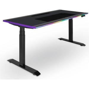 Cooler Master GD160 ARGB 63.0″D x 29.5″W Sitting and Standing PC Gaming Desk with Dual Motor Height-Adjustable, Customizable Dual Ambient Lighting, Water-Repellent Mousepad, Built-in USB Fast Charging(Gaming Table Lift)