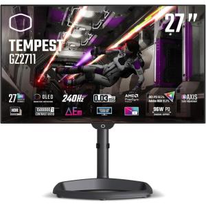 Cooler Master Tempest GZ2711 27” OLED 2K 144Hz|240Hz QHD 2560 x 1440 PC Monitor, 0.03ms (MPRT), HDR10, DCR, FreeSync Premium, DP1.4 * 2, HDMI 2.1 * 2, USB B*1, USB A*2, USB C*1(Tempest GZ2711 27” OLED)