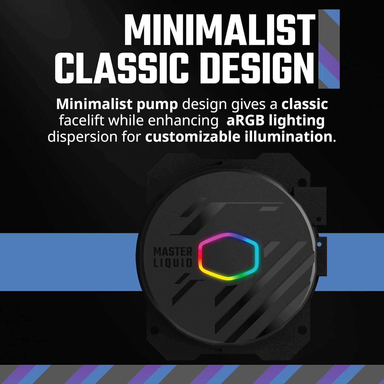 imageCooler Master 360L Core White CloseLoop AIO Liquid Cooler Ryzen 9intel 9 Gen S Dual Chamber Pump Quiet 120mm PWM Fan Customize aRGB Lighting 360 Radiator AMD AM54 Intel LGA 18511700 Platform360L Core