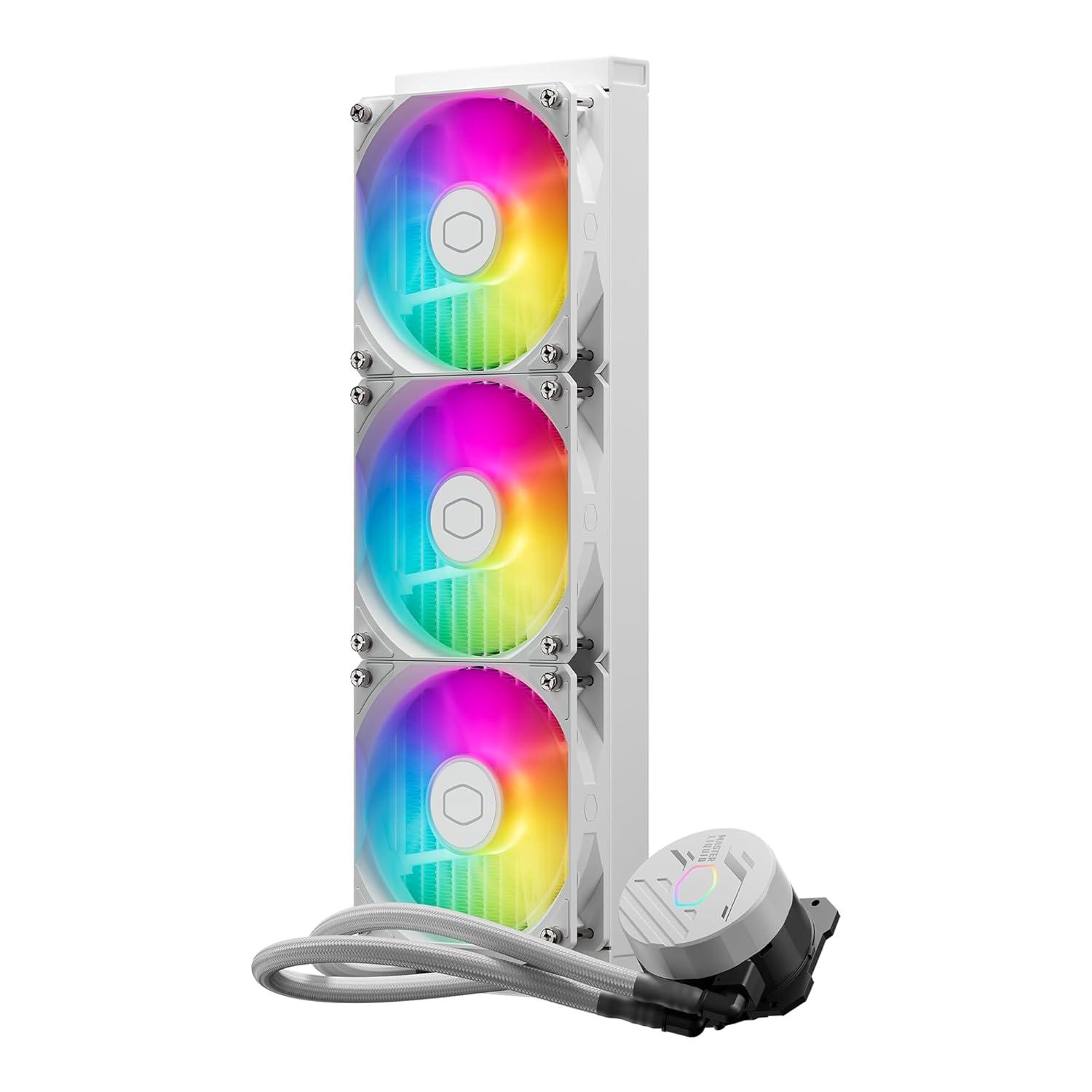 imageCooler Master 360L Core White CloseLoop AIO Liquid Cooler Ryzen 9intel 9 Gen S Dual Chamber Pump Quiet 120mm PWM Fan Customize aRGB Lighting 360 Radiator AMD AM54 Intel LGA 18511700 Platform360L Core White