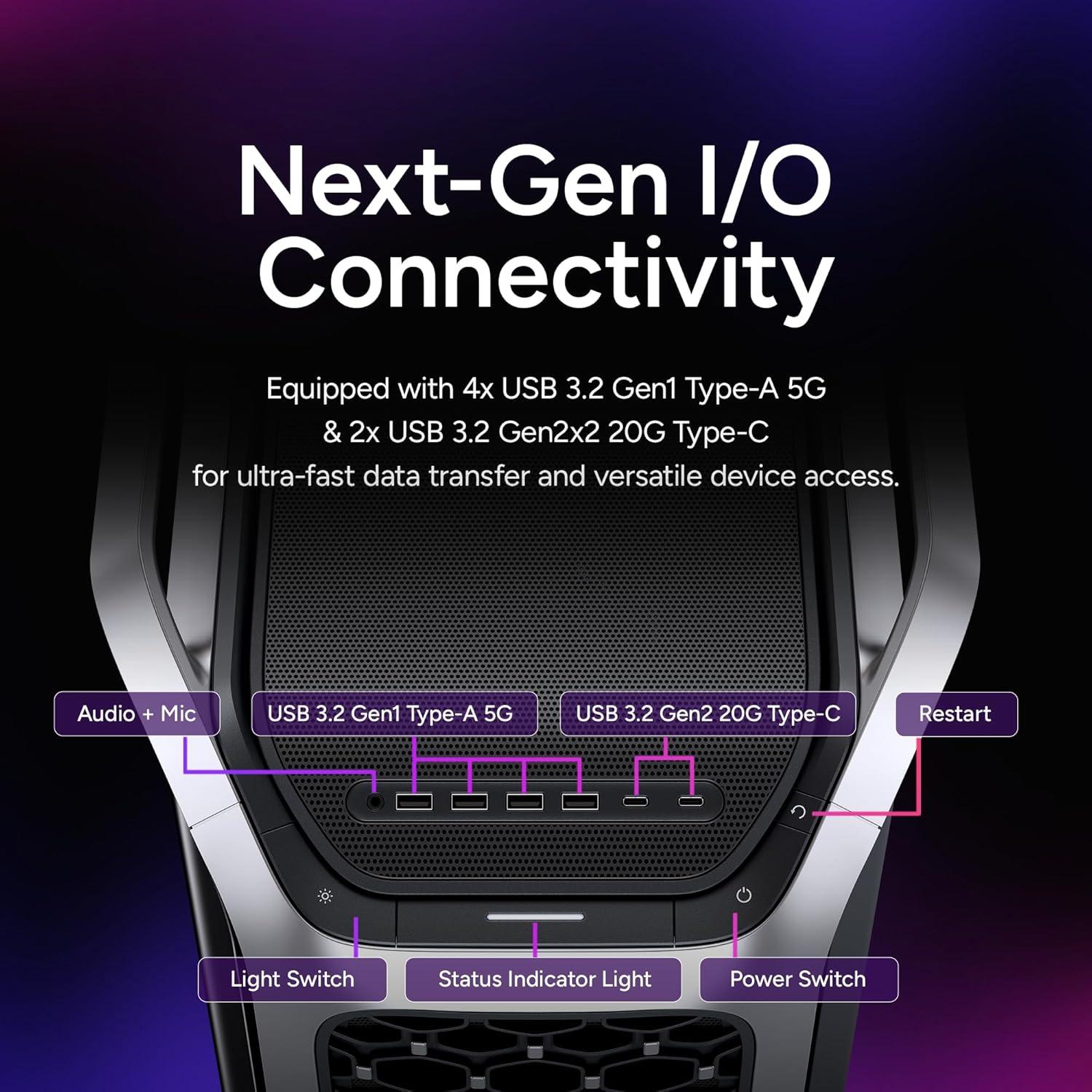 imageCooler Master Cosmos Alpha Full Tower PC Case Freeform 20 Rotatable Layout400mm GPUs 420mm Radiator Curved Aluminum Frame Tempered Glass Dual 200mm Fans EATX Support USBC 20Gbps