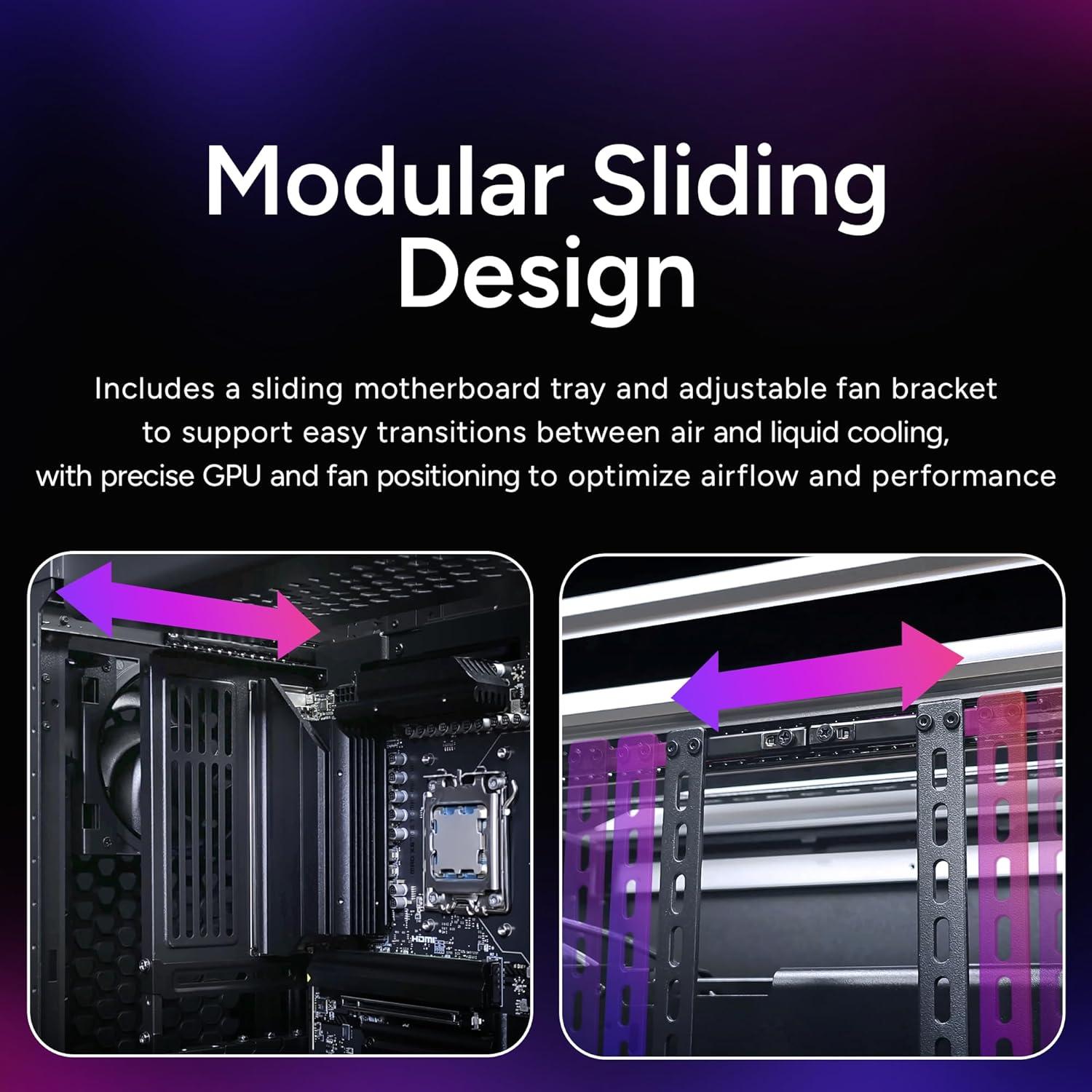 imageCooler Master Cosmos Alpha Full Tower PC Case Freeform 20 Rotatable Layout400mm GPUs 420mm Radiator Curved Aluminum Frame Tempered Glass Dual 200mm Fans EATX Support USBC 20Gbps